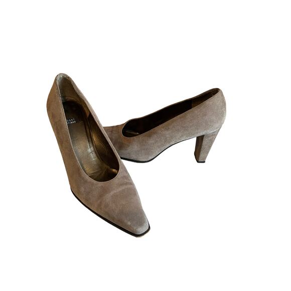 Stuart Weitzman Classic Gray Suede Heels Pumps 8 - Picture 2 of 9